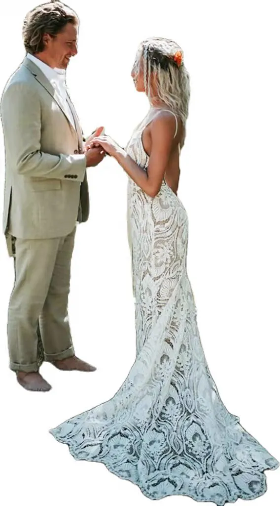 Abito Da Sposa Sirena Di Spaghetti Boho In Pizzo 2023, Abito Da