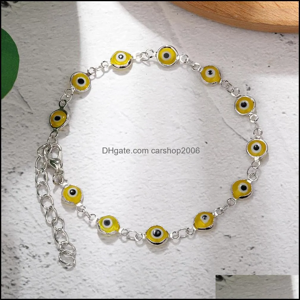 Gliederkette Armbänder Schmuck Lucky Evil Eye Armband Gold Silber Für Frauen Blaues Glas Türkei Einstellbar Männer G Dhkid