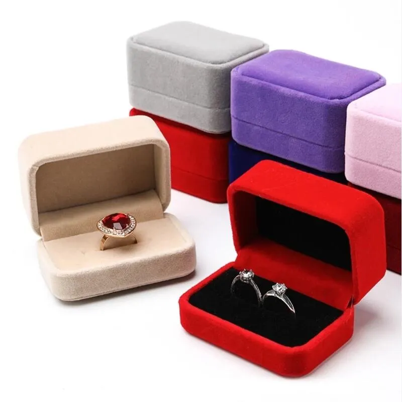 Бархатные украшения кольца коробки с двойным кольцом для хранения серьс