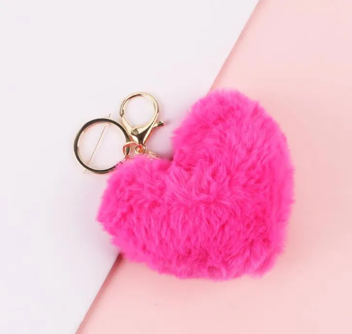 Party Favor Fashion Love Plush Pendant Heart Key Chain Keychain Cute Stuffed Plush Car Accessories Bag Ball Toy Gifts SN6206