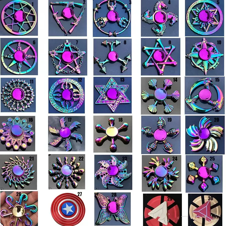 Spot Goods Rainbow Beyblade Metal Fidget Spinner Star Flower Skull Dragon Wing Hand Spinner voor Autisme ADHD Kinderen Volwassenen Antistres Toy EDC