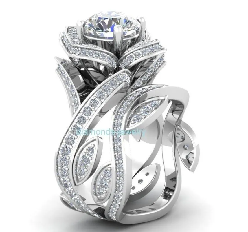Wedding Rings 2PC Ring Set Winding Design Infinity Romantic Band For Couple Love Wholesale Fashion Jewelry