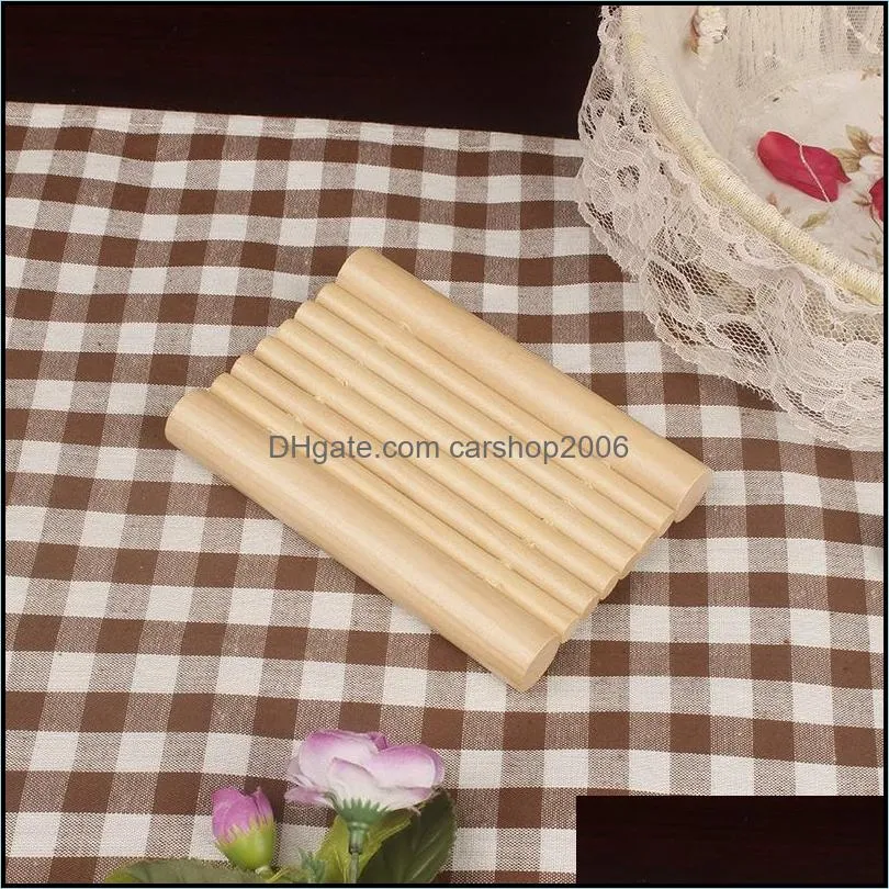 12.5*9cm wooden soap dishes raft square draining soaps tray holder travel home convenient pae11280