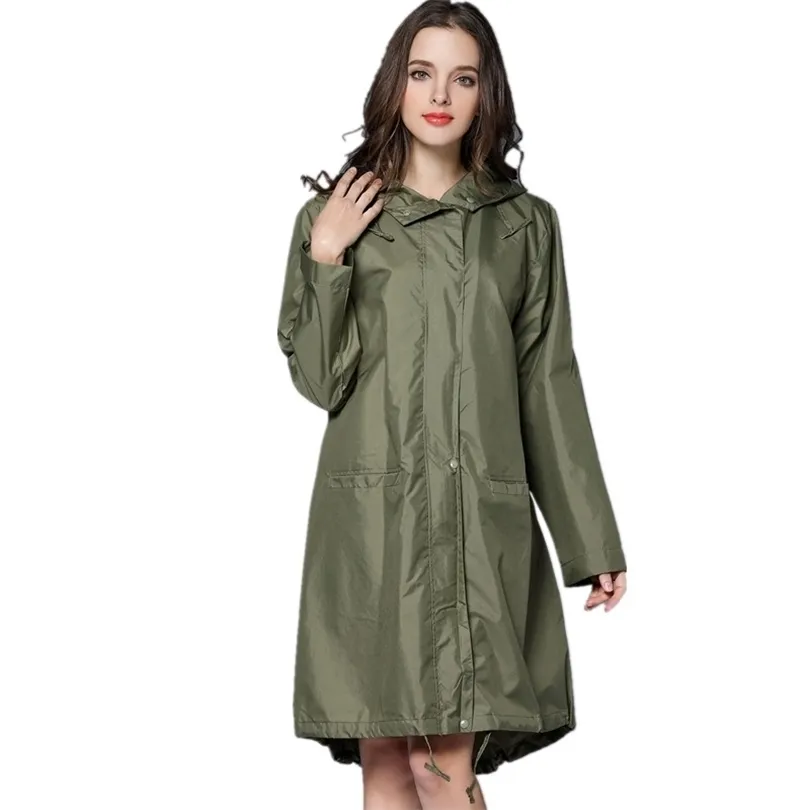 Imperméable long et mince respirant femmes/femmes pluie ponchos veste pull imperméable femmes manteau de pluie chubasquero mujer 201015