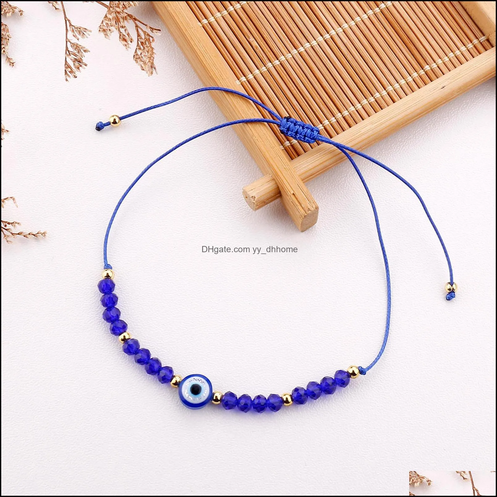 turkish blue crystal evil eye chain bracelets for women handmade glass beads lucky jewelry accessories fashion couple bracelet