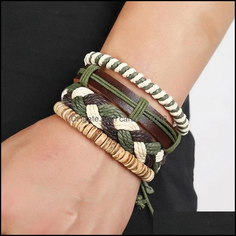 multilayer leather rope braided handmade charm bracelets jewerly punk bangle for women men party club decor