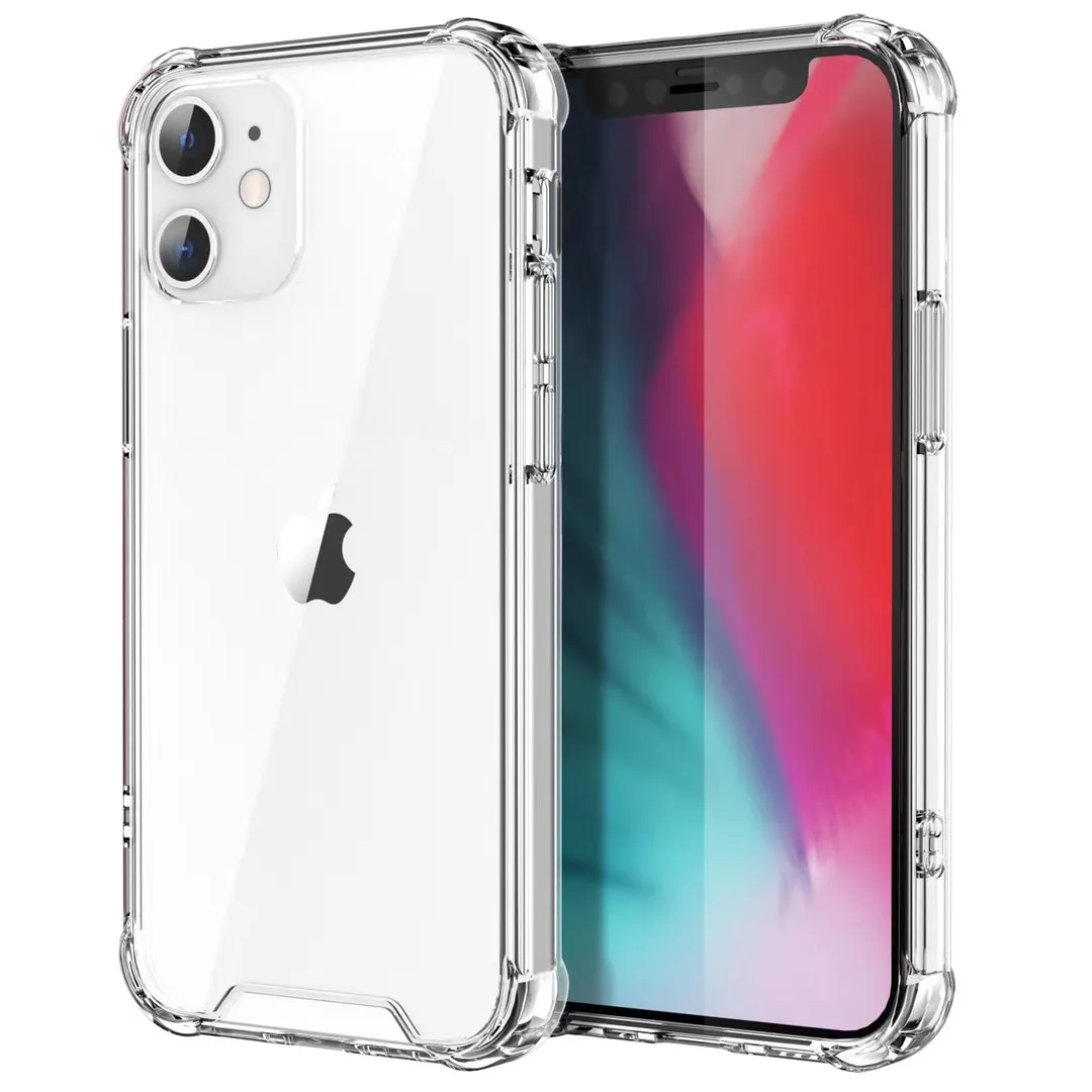 Transparent Shockproof Acrylic Hybrid Armor Hard Phone Cases for iPhone 14 13 12 11 Pro XS Max XR 8 7 6 Plus Samsung S22 S21 S20 Note20 Ultra A72 A52 A32 A12 S21FE Redmi