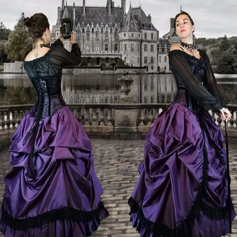 black and purple wedding dresses