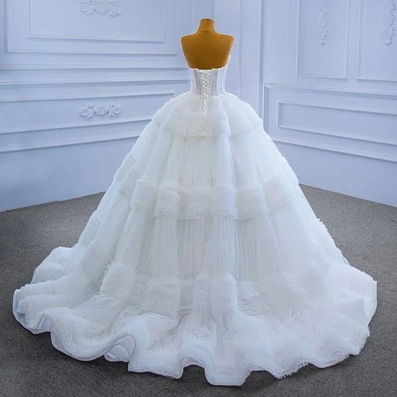 Designer Ball Wedding Dresses Sexy Sweetheart layers Tiers Ruffles Long Bridal Gowns With Corset Back Real Photos