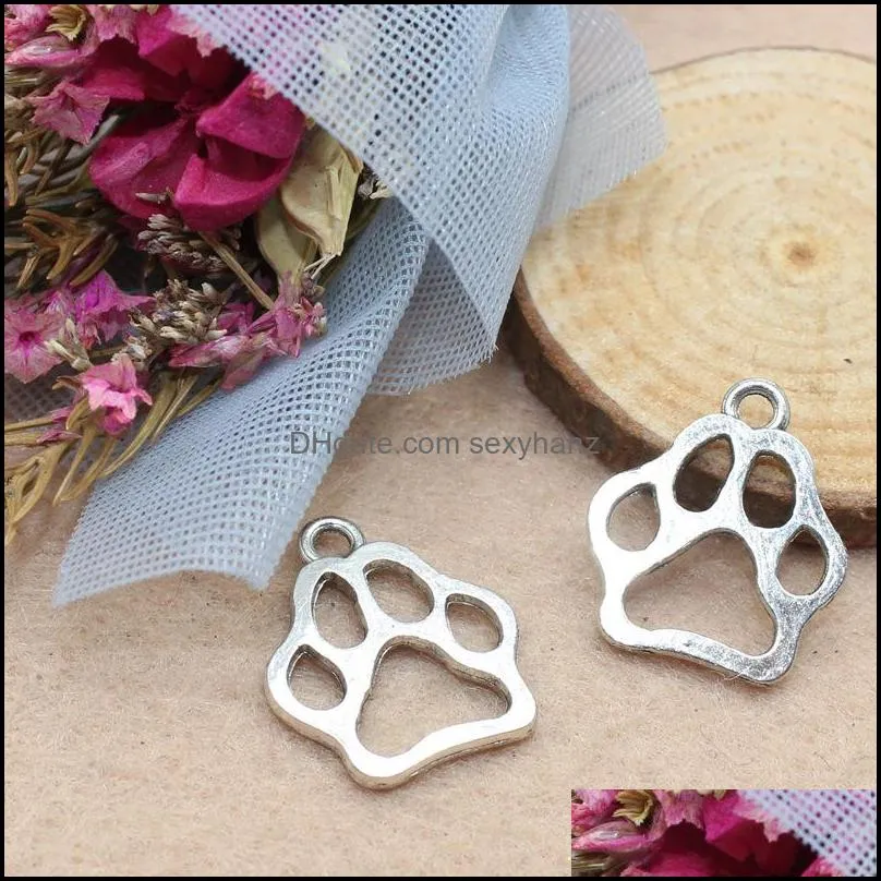 100pcs Charms dog bear paw 19*17mm Antique Making pendant fit,Vintage Tibetan Silver,DIY bracelet necklace 441 T2