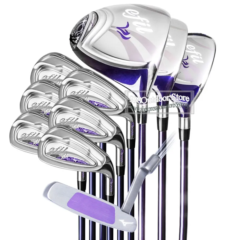 Nya kvinnliga golfklubbar EFIL Compelete Set Golf Driver 3/5wood Irons L Flex Graphite Shaft gratis frakt ingen väska