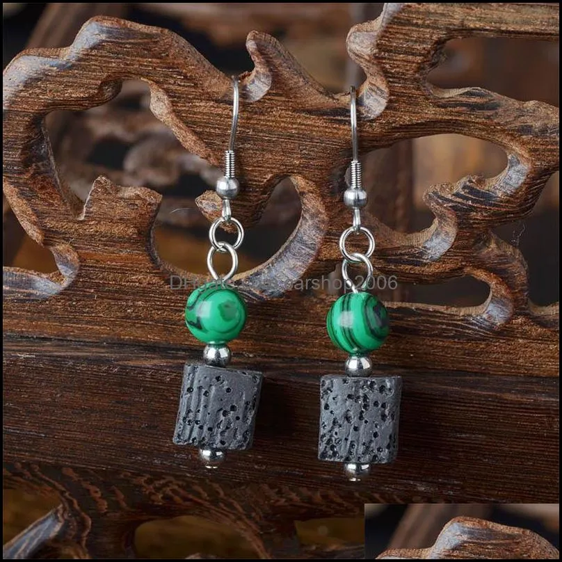 bohemia retro lava stone beads charms earrings diy essential oil diffuser jewelry women volcanic cubic earring