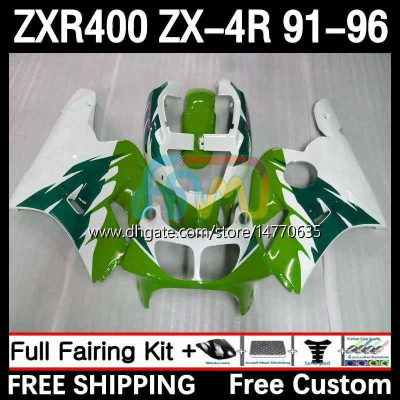 مجموعة Fairings لـ Kawasaki Ninja Zx4r 400CC ZXR-400 1991 1992 1992 1993 94 95 96 Body 12DH.91 ZXR 400 CC ZX-4R ZX 4R COWLING ZXR400 91 92 93 1994 1995 1995 White Stars White White