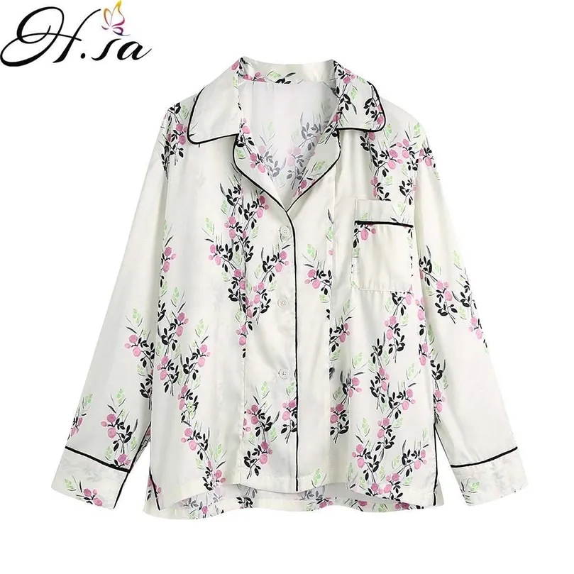 Camicia stampata a maniche lunghe da donna Hsa European and American Summer Wind con rifiniture 3342 top da donna camicie da donna 210716