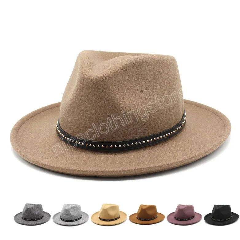 Herbst Winter Männer Frauen Western Cowboy Hut Mit Gürtel Dekoration Unisex Breite Krempe Cowgirl Jazz Cap Gorros Hombre