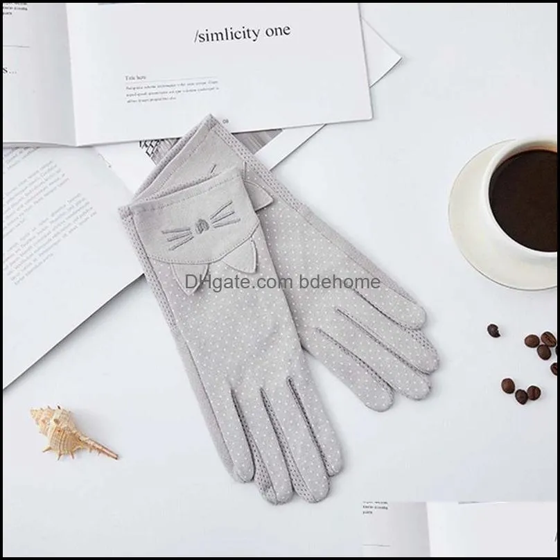 Five Fingers Gloves 2021 Fashion Sun Protection Women Summer Riding Elastic Cotton Thin Driving Full-finger Breathable1