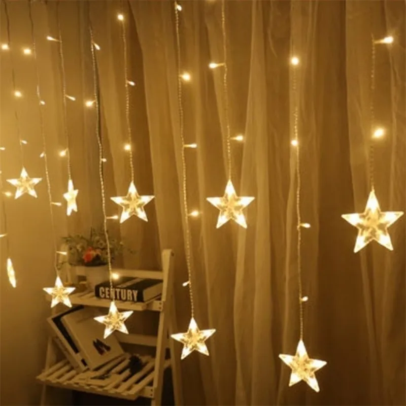 Corda de luzes de fada estrela led guirlanda de natal led decoração de festa em casa interna luz de corda para feriado de casamento y200603