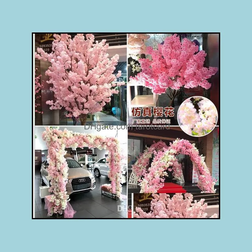 Simulated Cherry Blossom Artificial Plants Decorative Flowers Home Decoration Silk Cherrys Blossoms Bouquet Wedding Festival