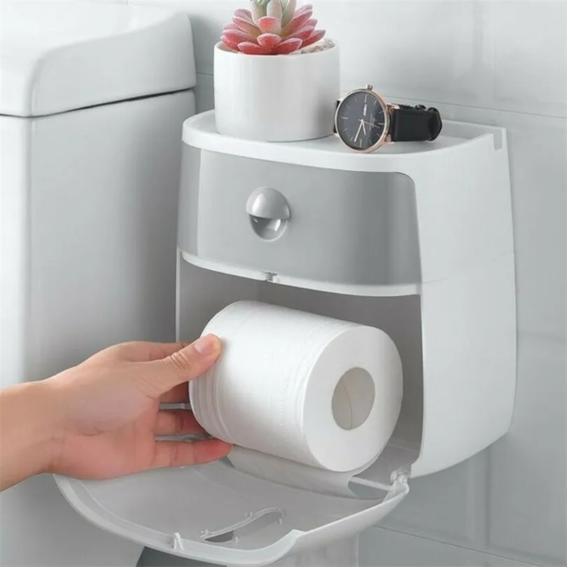 Étanche mural boîte de papier de soie moderne porte-rouleau de toilette serviette pour salle de bain en plastique de haute qualité organiser rack T200425