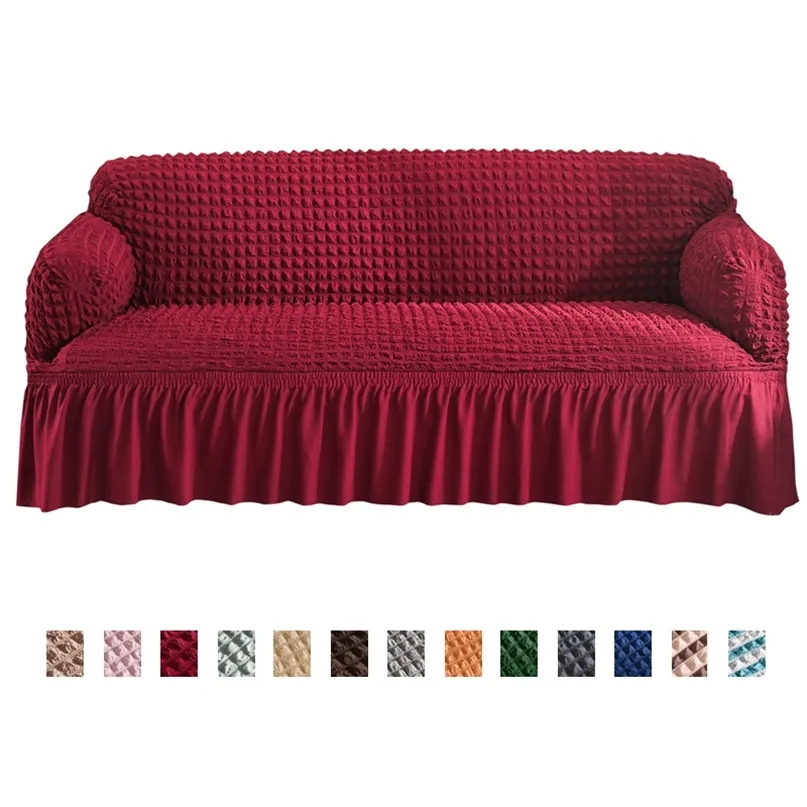 Wysokiej jakości pokrowca na sofę seersucker do spódnicy w salonie przeciw kurzu unikalne miękkie poślizgowe kanapa 220615