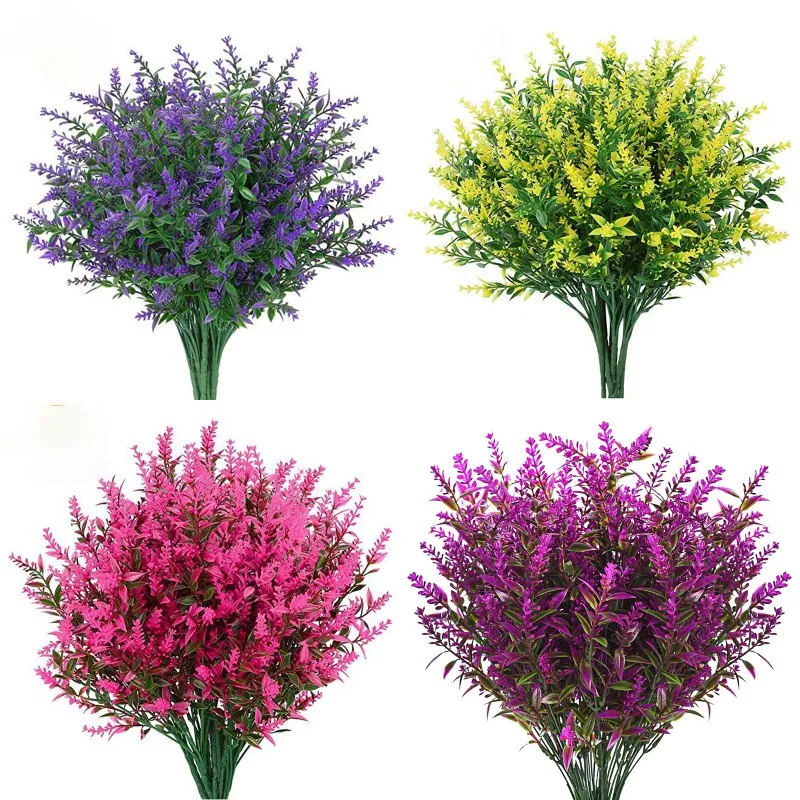 Fiori di lavanda artificiali Viola Verde Yelloe Bianco Rosso Lavande di plastica Giardino di casa Portico Matrimonio Baby Shower Decorazioni per feste