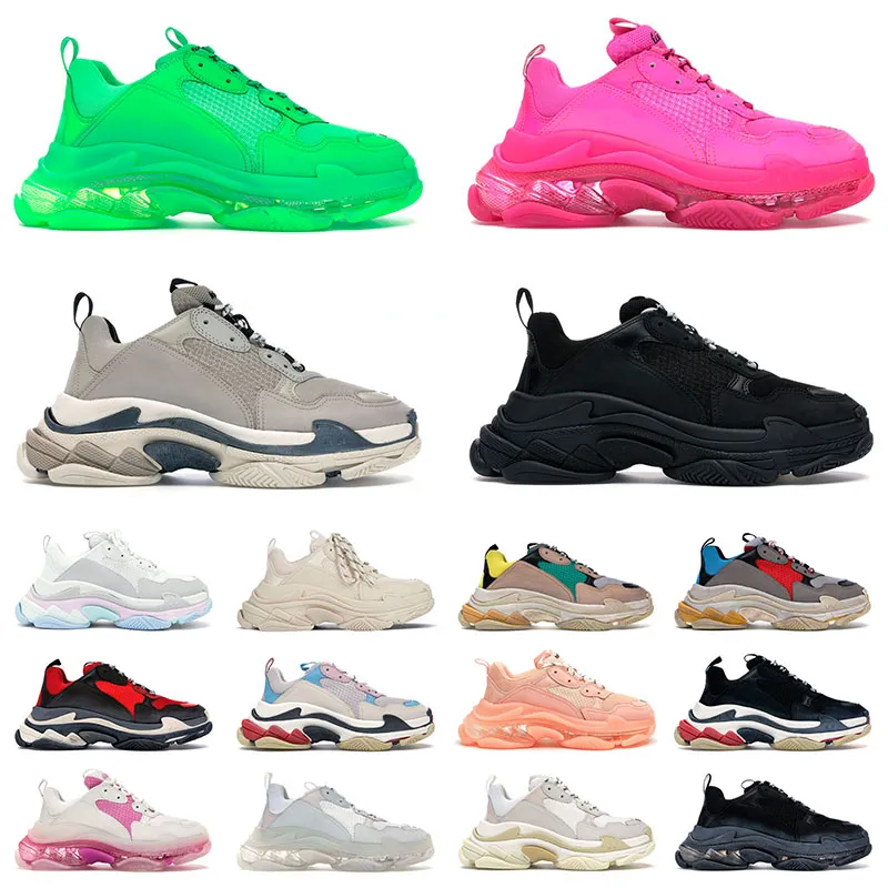 Casual Designer Shoes Sports Sneakers Trainers Fashion Balencigas Beige Black Pink Clear Sole White Green Pink Cherry Triple S Mens Womens Size 36-45