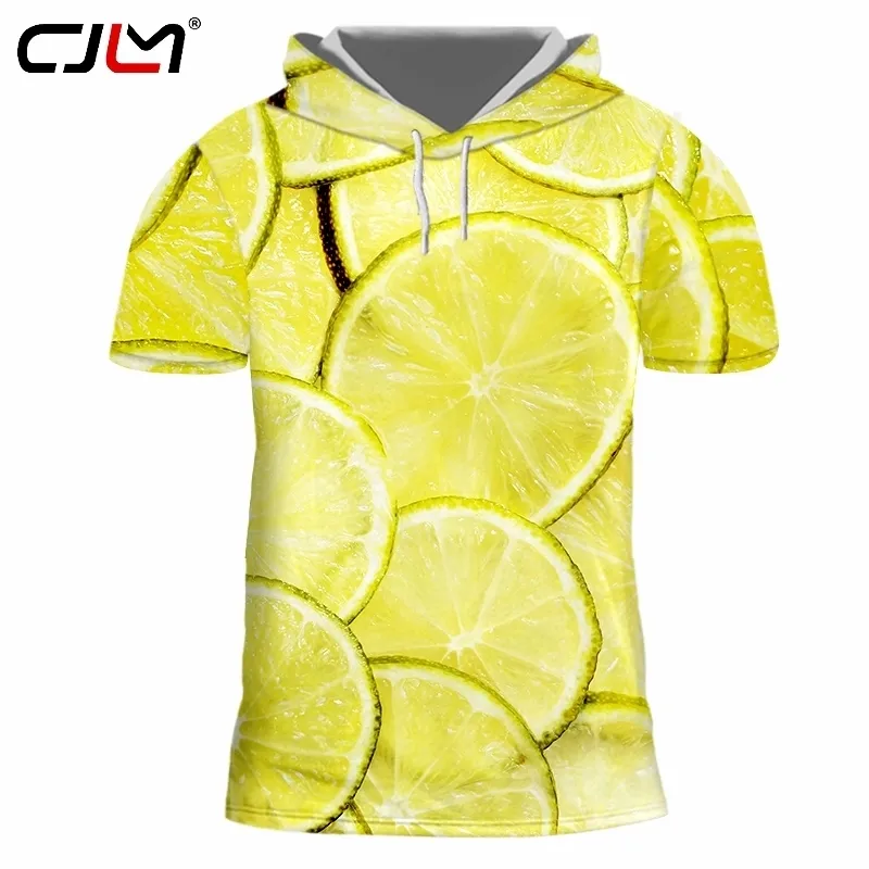 Mens Cool Camiseta 3D Impresso Criativo Limão Costura Roupas Homem Spandex Com Capuz Tshirt Drop 220623