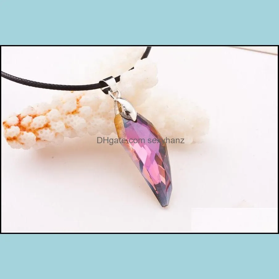 New Arrival Austrian Crystal Pendant Wolf Tooth Lovers Necklace for Men and Women 9 Colors Can Choose Shipping Free