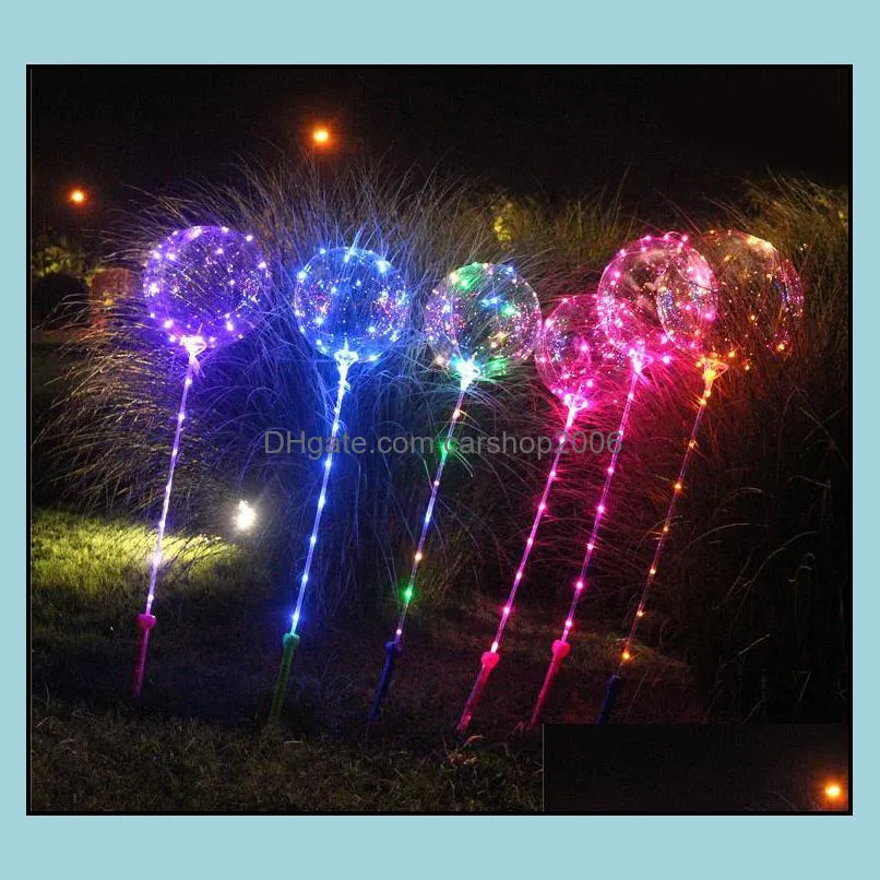 bobo ball led line with stick handle wave ball  string balloons flashing light up for christmas wedding birthday party decoration