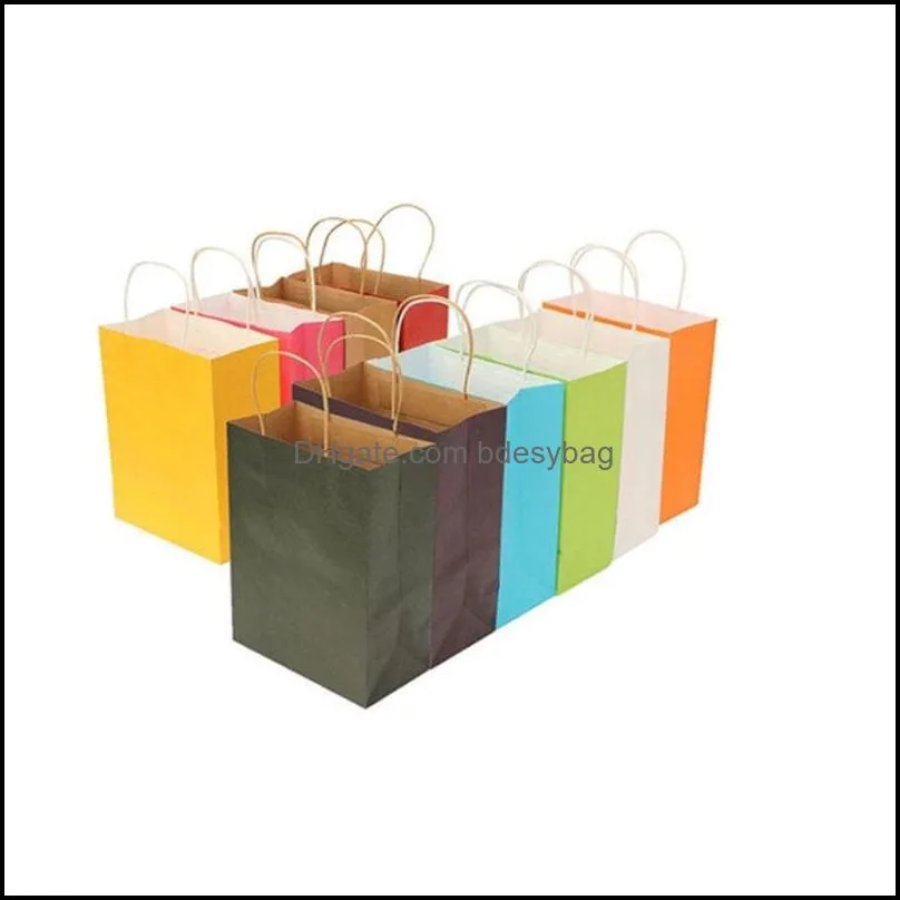 portable eco-friendly kraft paper doggy bag clothes shoes hats packaging handbag christmas gift bag takeaway
