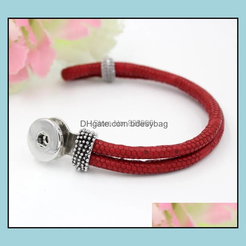 tennis 10pcs wholesale 5 colors pu leather bracelets wrist bangle diy interchangeable 18mm snap jewelry bijoux pulsera