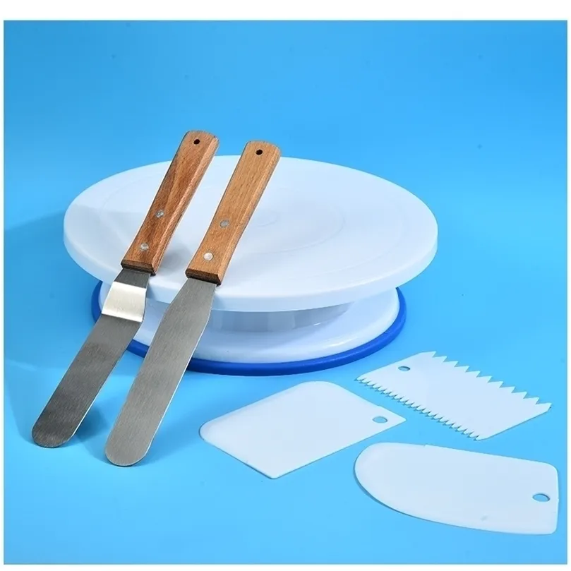 DIY Cake Turntable Cream Decoration Accessories Spatula Set Rotating Stable Antiskid Round Table Kitchen Baking Tools 220701