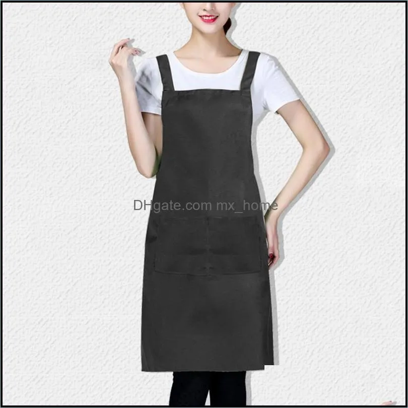 Aprons Fashion Simple H-type Shoulder Apron Unisex Kitchen Work Garden Doble Sided Two Pocket Cover Smock