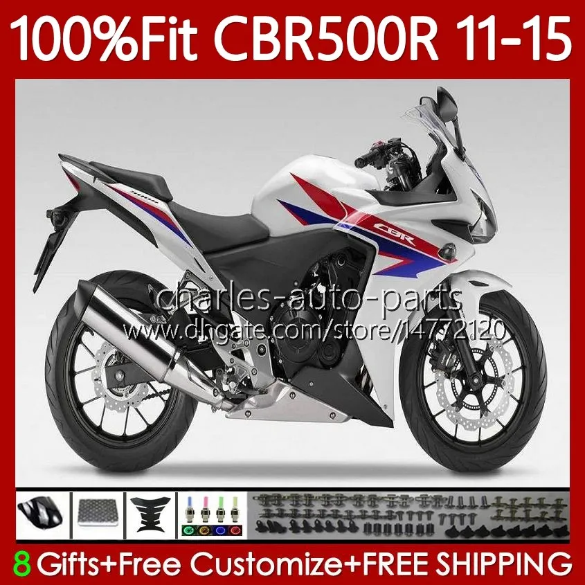 Enjeksiyon Kalıp Bodys Honda CBR500 RR CBR 500 R CC 500R RR 11-15 Üstyapı 126NO.15 CBR500R Kırmızı Mavi Beyaz 11 12 13 14 15 CBR500RR 2011 2012 2013 2014 2015 OEM Fairing Kiti