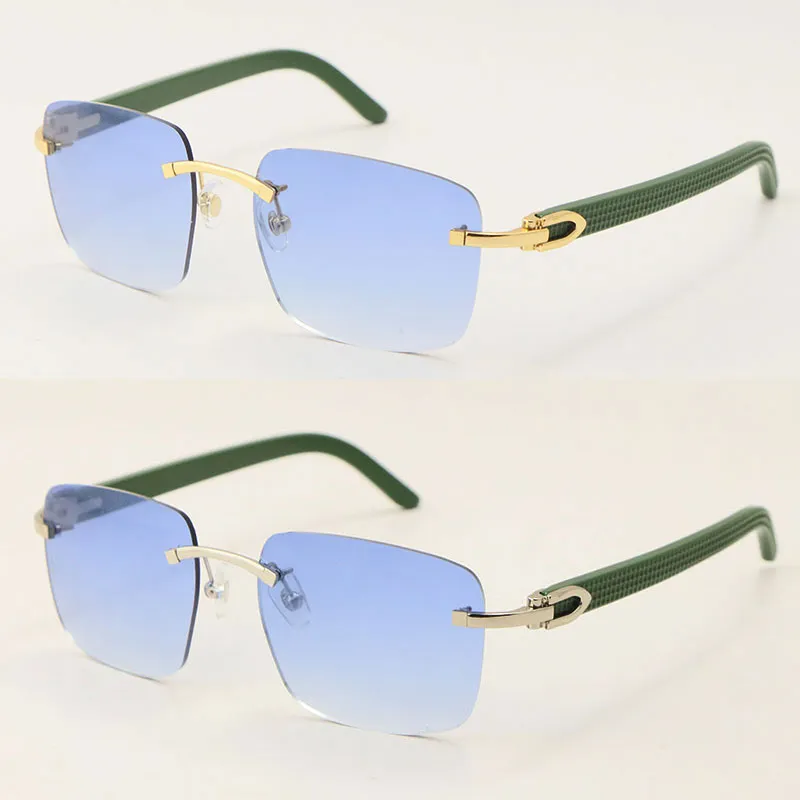 Wholesale Metal Rimless 8300816 Sunglasses Plaid Green Plank Unisex High quality Sunglasses C Decoration 18K Gold Frame Outdoor Design Classical Model glasses