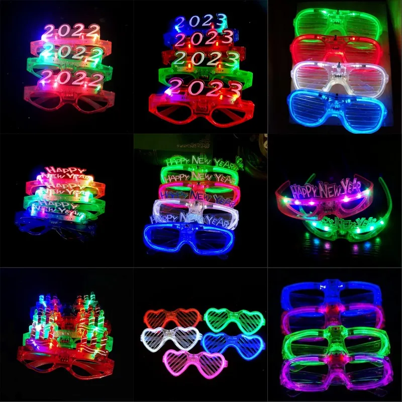 Other Festive Party Supplies Party LED Glasses Glow In The Dark Halloween Christmas Wedding Carnival Birthday Party Props Accessory Neon Flashing Toys