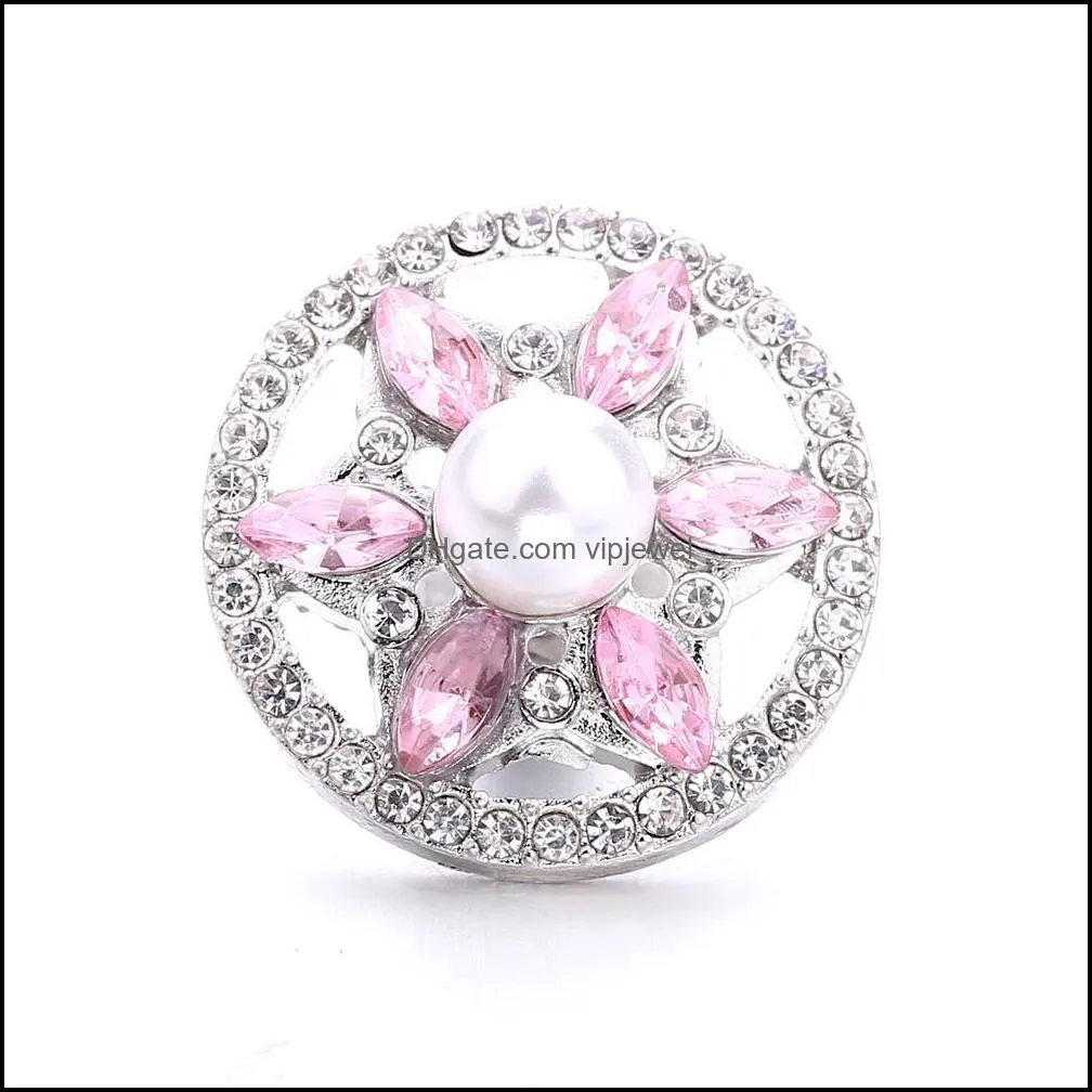 flower shape crystal snap button clasps jewelry findings rhinestone 18mm metal snaps buttons diy necklace bracelet jewelery