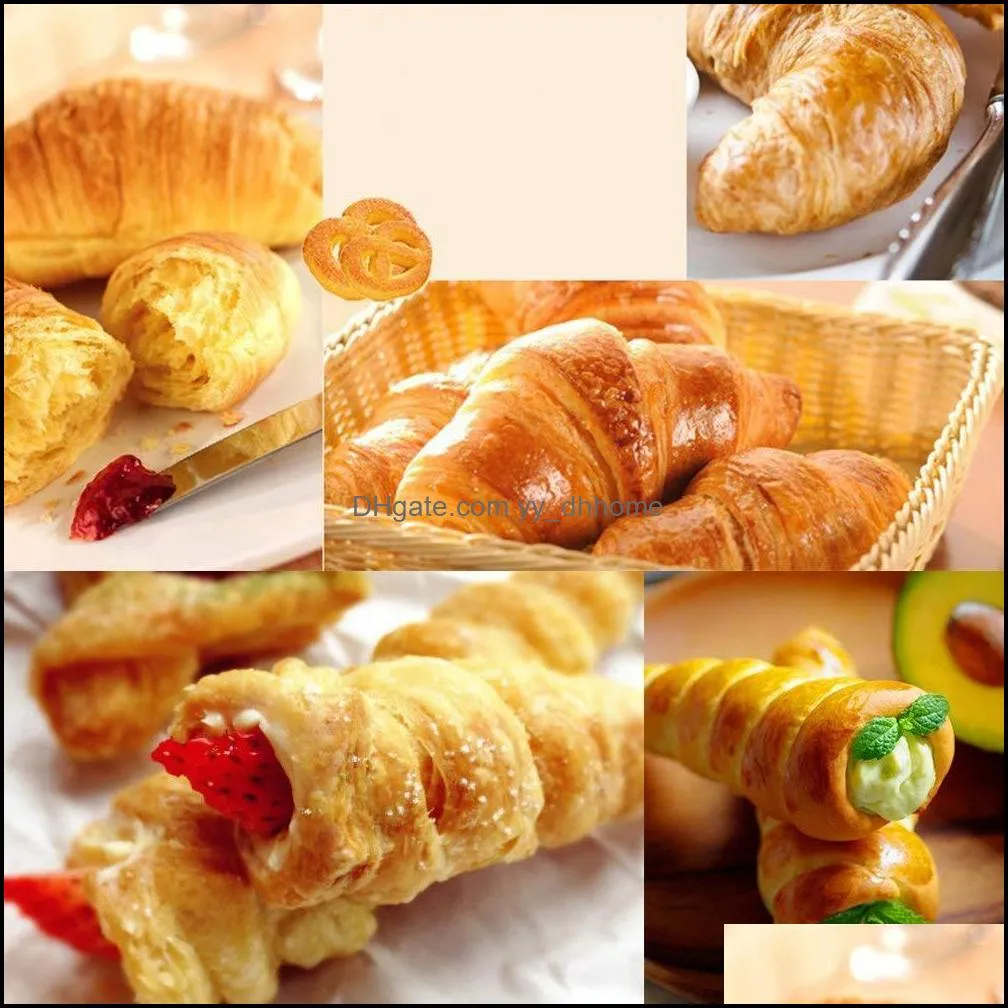 croissants horn mold spiral tube stainless steel baking cones pastry roll bread mould baked bakeware dessert kitchentool pae10483