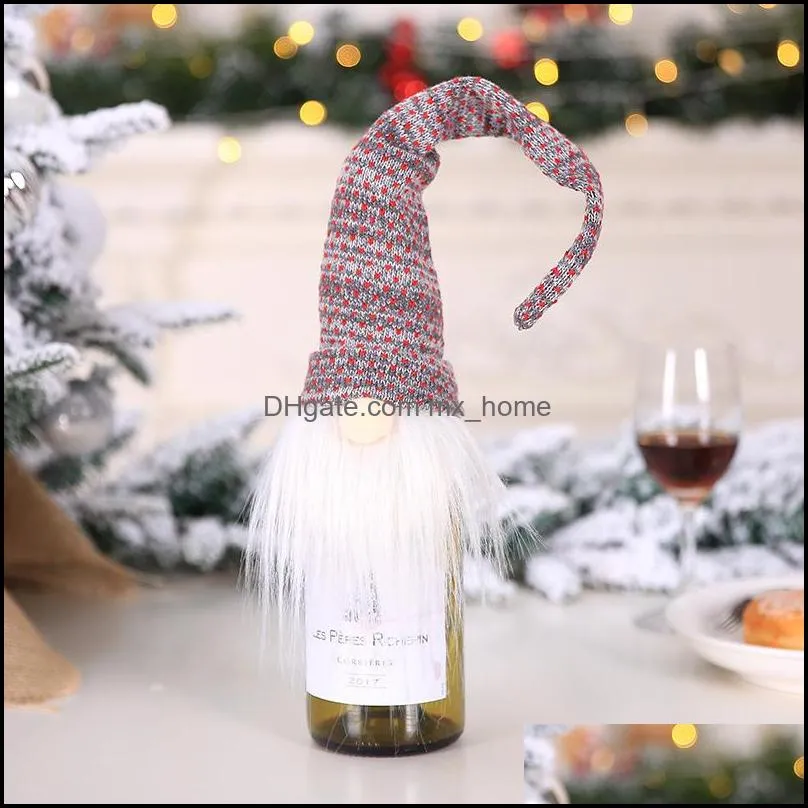 christmas decorations nordic santa red wine cover white bearded faceless old man gnomes doll restaurant decoration props mxhome