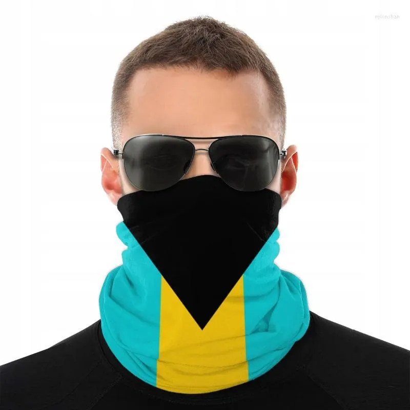 Halsdukar bahamas flagga magi halsduk halv ansiktsmask män kvinnor halloween nacke gaiter sömlös bandana polyester pannband utomhus vandringssvågor