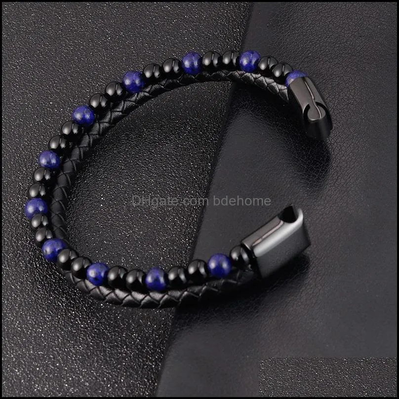 handmade bracelet women 7 chakra wrap jewelry tiger eye braided bead bangle magnetic clasp leather natural stone bracelets
