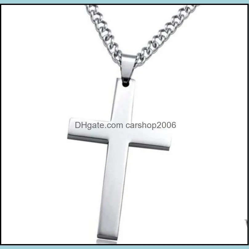 stainless steel silver gold black cross chain pendant necklaces for men women religion charm fashion jewelry