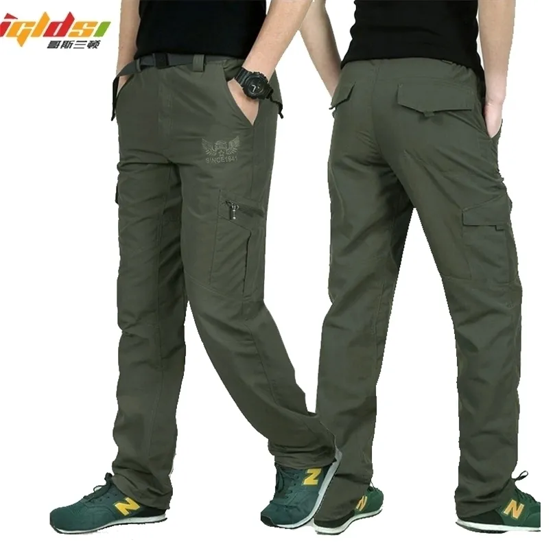 Hommes Style Cargo Pantalon Hommes Été Imperméable Respirant Pantalon Mâle Joggers Armée Poches Pantalons Décontractés Plus Taille 4XL 220629