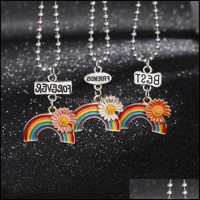 Women Stitching Heart Rainbow Friendship Couple Necklace for Girls Fashion Bests Friend Pendant Necklaces Choker Jewelry 3581 Q2