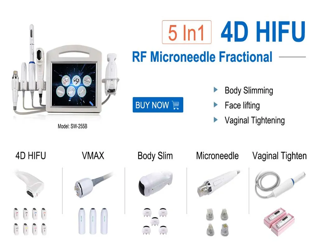 Più recente 6 IN 1 Apparecchiatura di bellezza multifunzionale Macchina antirughe Hifu Maniglia Dispositivo Rimozione delle rughe Face Lifting Hifu Cura della pelle Attrezzature dimagranti per uso domestico