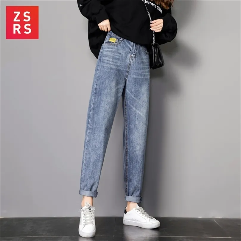 Zsrs Otoño Jeans Mujer Mamá Pantalones Novio para mujeres con cintura alta Push Tamaño Ladiesdenim Pantalones 4XL LJ200811