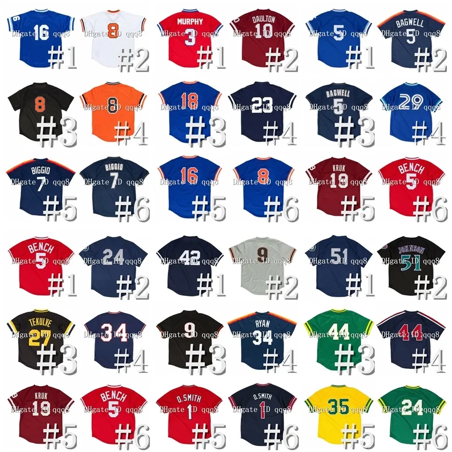 Na85 Maillot de baseball vintage en maille Ken Griffey Jr Dale Murphy Reggie Jackson Don Mattingly Kirk Gibson Jeff Bagwell Alan Trammell