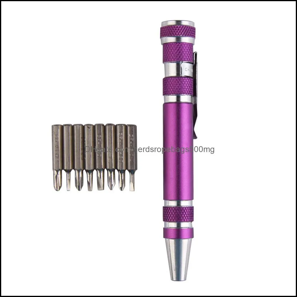 8 In 1 Precision Magnetic Pen Style Screwdriver Screw Bit Set Slotted Phillips Torx V1.5-3.5 Repair Portable DIY Tool MOQ:60PCS