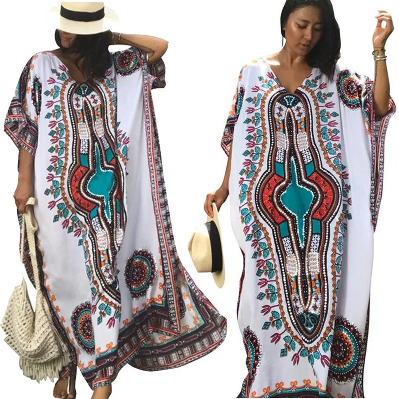 Costume da bagno da donna Abito estivo copricostume da spiaggia per donna Stampa Sciolto bohemien Turchia Vacanza Protezione solare Abito da donna