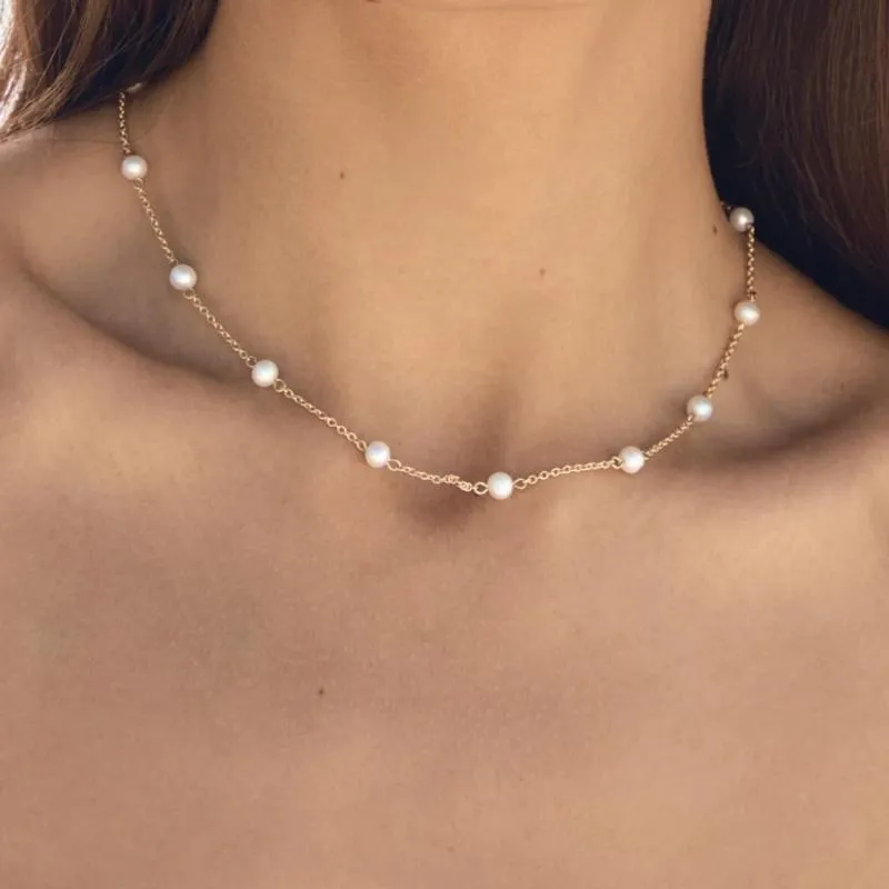 Chokers Gros Naturel Perle En Acier Inoxydable Or Collier Ras Du Cou Femmes Invisible Neclace Beau Cadeau Pour La Saint Valentin GifeChokers Choke